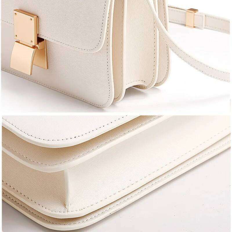 Women Shoulder Female Split Leather Ins Vintage Messenger Lady Small Square Palm Texture Printing Box Flap Underarm Bag