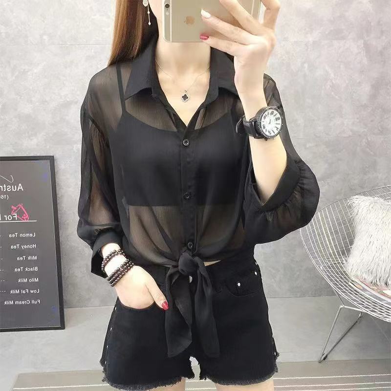 K906 2024 summer new women's loose cardigan shawl thin all-match chiffon sun protection clothing jacket women's shirt trend