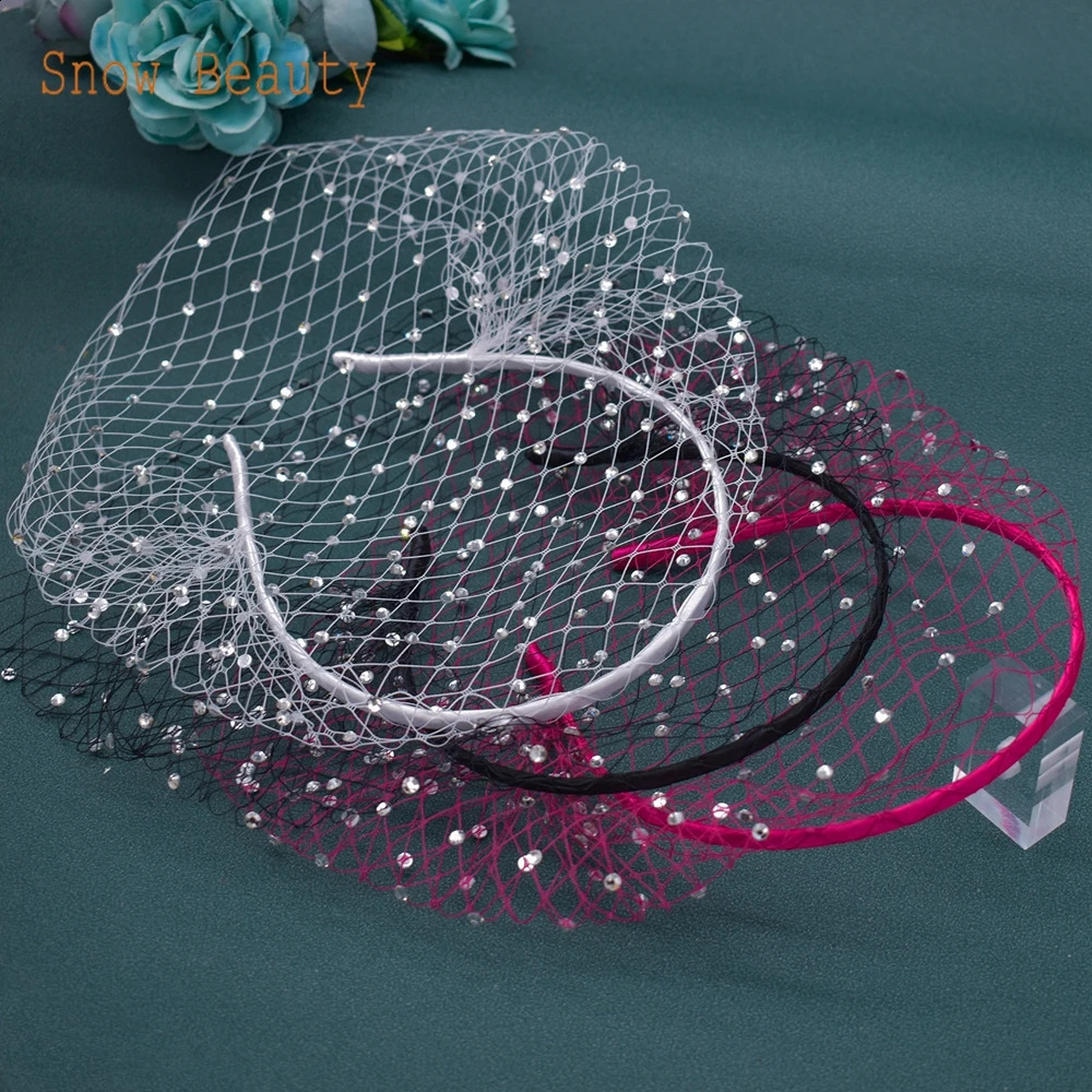 JM06 Handmade Birdcage Veil Rhinestone Headband Fascinator Hat Vintage Wedding Bridal Headpiece Hairbands Party Hair Accessories 250530