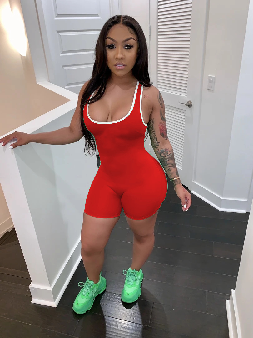 women's wear Fifteen Colors Running Volume R6296 Hot-Selling Summer Women's Short Casual Sports Jumpsuit