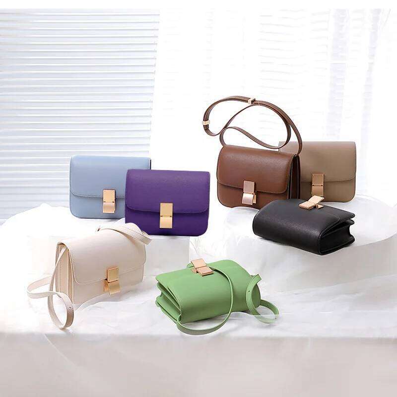 Women Shoulder Female Split Leather Ins Vintage Messenger Lady Small Square Palm Texture Printing Box Flap Underarm Bag