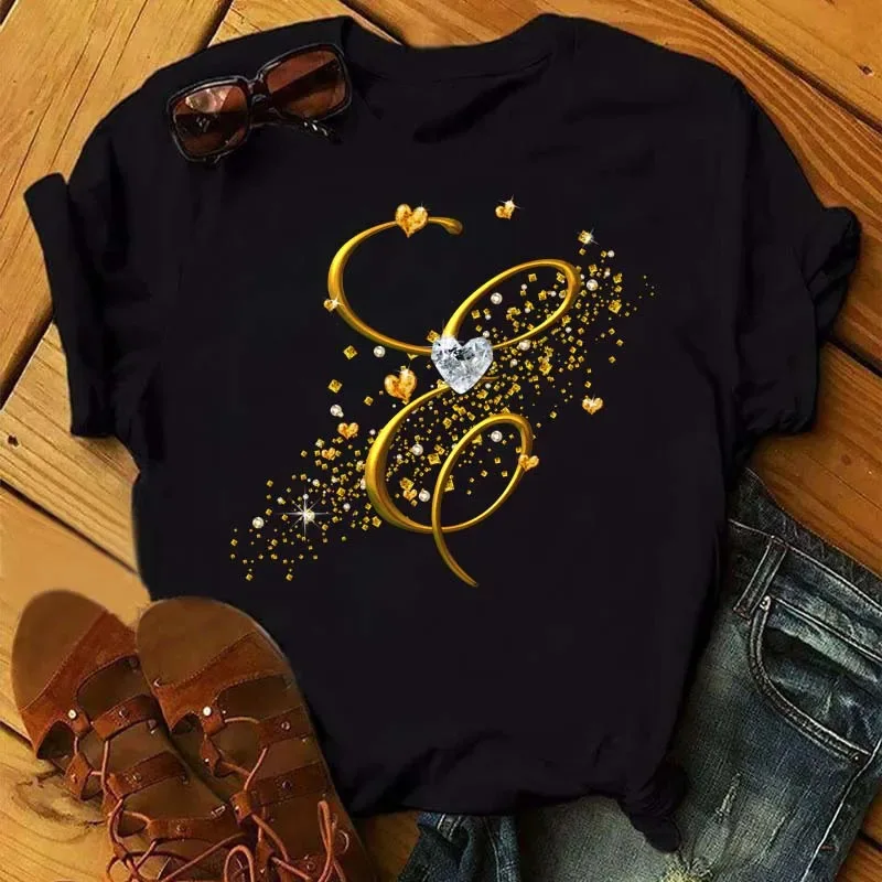 Cotton 100% New Watercolor Letter Fashion Women's Designer T-shirt Personality Design Sense Letter Short Sleeve Oversized T Shirt
