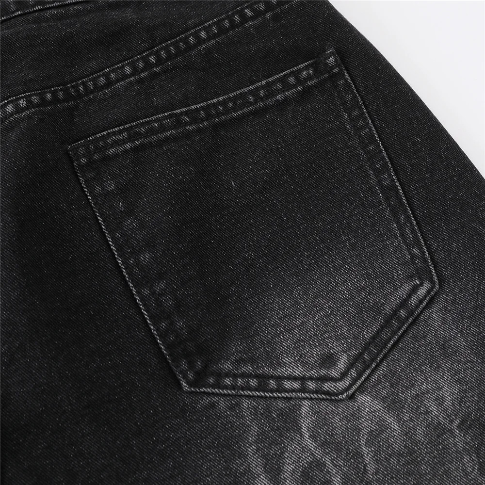 Mens Ripped Denim Shorts Summer Vintage Distressed Hole Cropped Pant Harajuku Streetwear Cargo Short Pants Y2K Black 250529