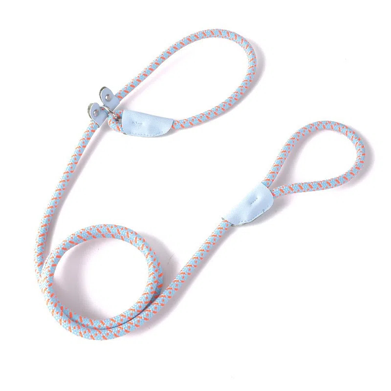 Braided P-Leash Dog Leash Training Slip Lead Anti-Pull Durable Nylon Pet Traction Rope for Small Medium Large Dogs
