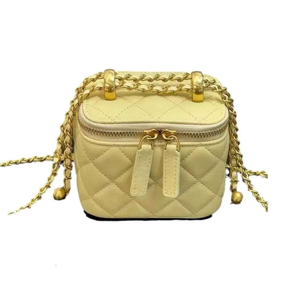 Versatile Tweed Styleargyll Chain Handle Double Ball Box Small Square Trendy Single Shoulder Slant Cross Makeup Bag