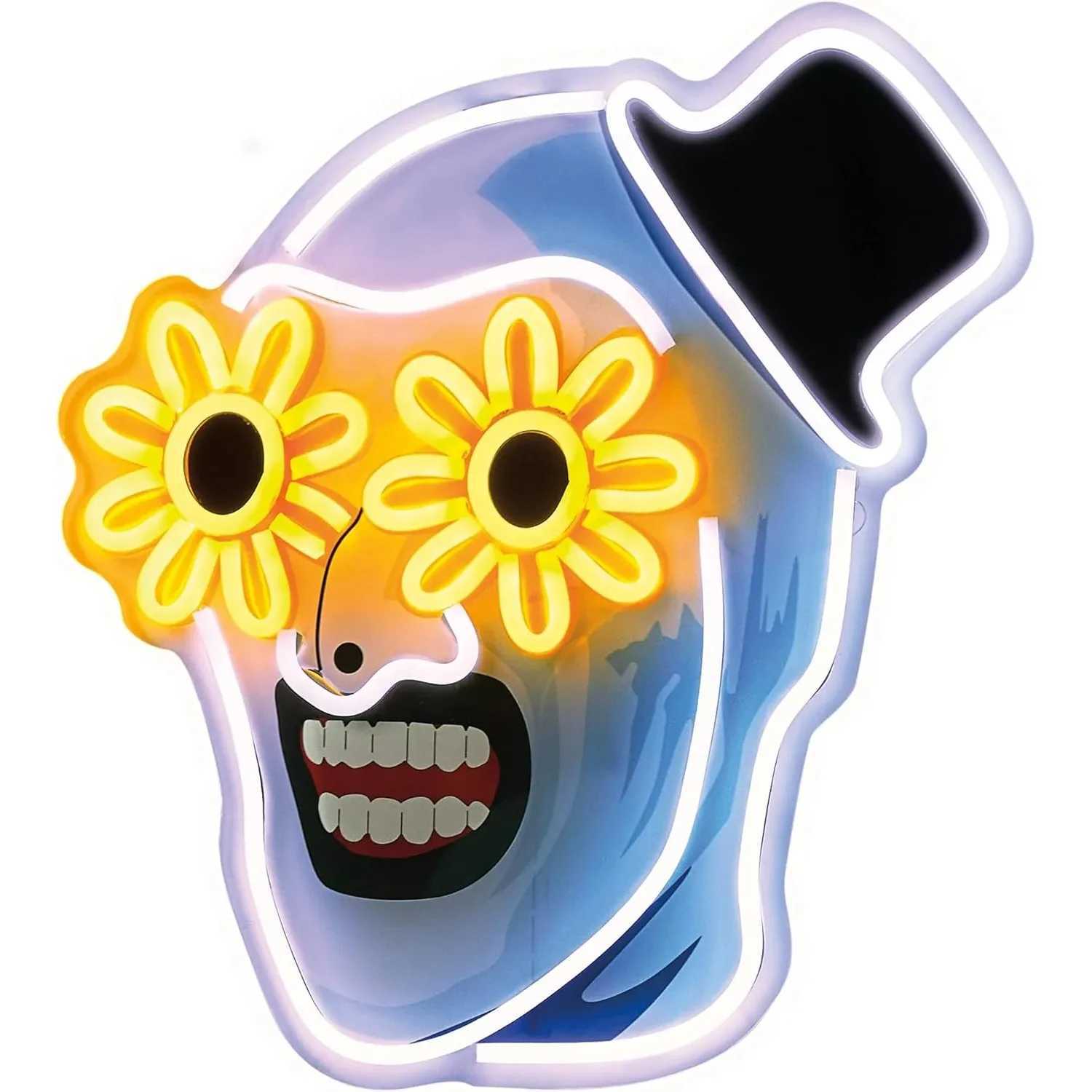 Terrifier Flower Skull UV Printed Neon Signs USB Powered LED Neon Lights for Wall Bedroom Party Game Room Man Cave Decoration XJ250602