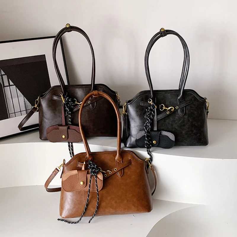 Vintage Womens Shoulder Bag PU Leather for Women 2025 New Trend Y2K Korean Fashion Female Crossbody Bag Lady Handbags Y250603