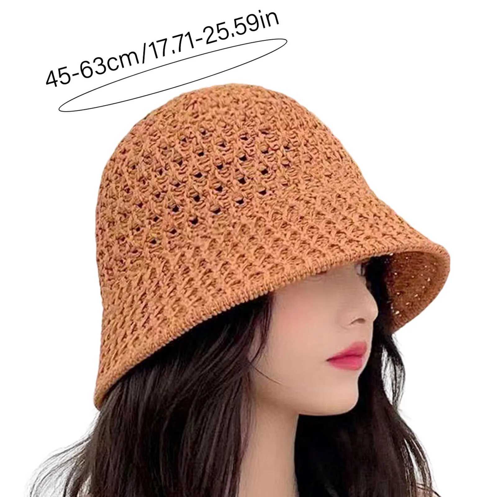 Summer Women Bucket Hat Hollow Out Thin Breathable Sun Hat Female Beach Cap Foldable Outdoor Japanese Leisure Fisherman Hat W250602
