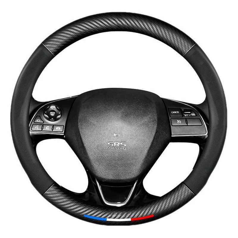 Carbon Fiber Leather Car Steering Wheel Cover For Mitsubishi Pajero Sport Outlander ASX Lancer Eclipse Ralliart Auto Accessories R250603