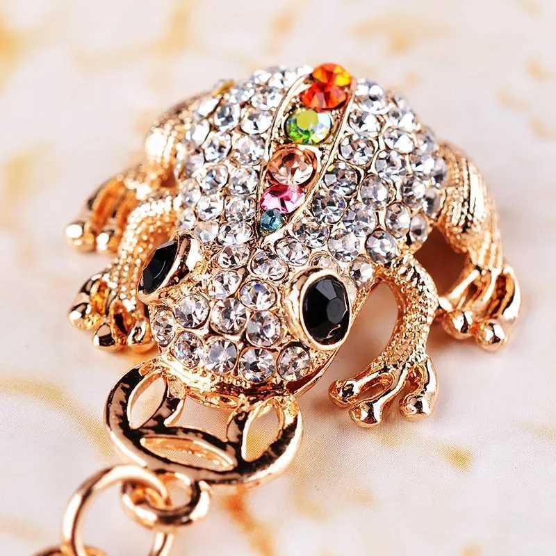 Cute Rhinestone Crystal 4 Claws Contain Money Coins Frog Toad Keychain Animal Frog Key Chain Key Ring Holder Pendant Keyring XJ250602