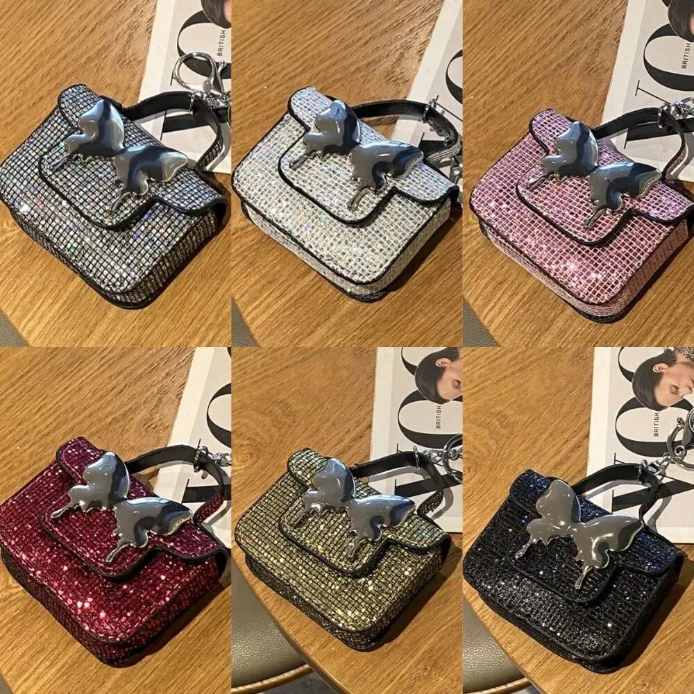 2025 New Butterfly Mini Luxury Earphone Bag Keychain Coin Wallet Leather Coin Bag Mouth Red Envelope Pendant Mini Handbag Keychain Girl Gift 3