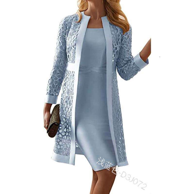 New Women's Fashion Lace Cardigan Dress Two-Piece Set B5
