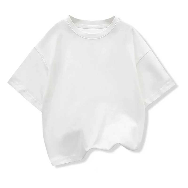 Kids Drop Shoulder Short-sleeved T-shirt Summer New Pure Cotton Round Neck Loose Bottoming Shirt Student Sportswear 2-10Y T250603