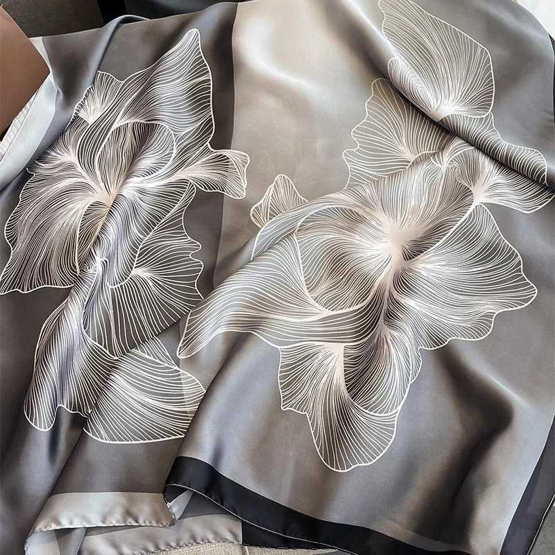 180*90cm Luxury Brand Women Summer Silk Scarves Shawl Lady Wrap Soft Female Europe Designer Beach Bandana foulard muffler pareo W250602