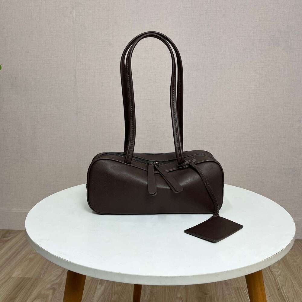 Rectangular Soft Genuine Leather Light Luxury Niche Large Capacity Top Layer Cowhide Double Strap Single Shoulder Underarm Bag