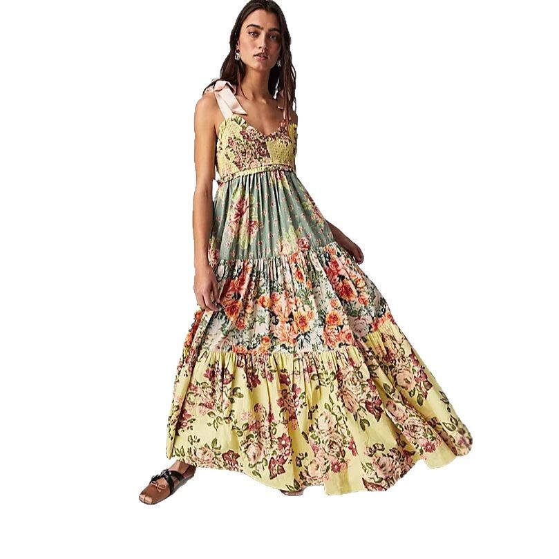 women's wear 25 Summer New French Style Fashion Slim Fit Women's Printed Strap Dress - 68632