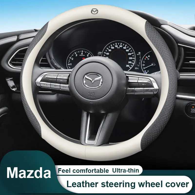 For Mazda CX-3 CX-4 CX-5 CX-7 CX-9 Mazda 3 Axela 6 Gh Gj Demio Bk BM/BN BP Car Leather Steering Wheel Cover Carbon Fiber Texture R250603
