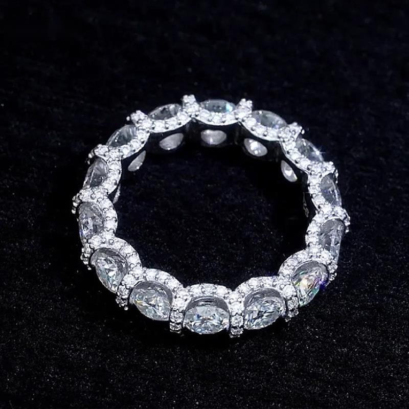 Fine Jewelry 925 Sterling Silver Ring Pass Diamond Tester Round Ring Iced Out Wedding Moissanite Ring for Women