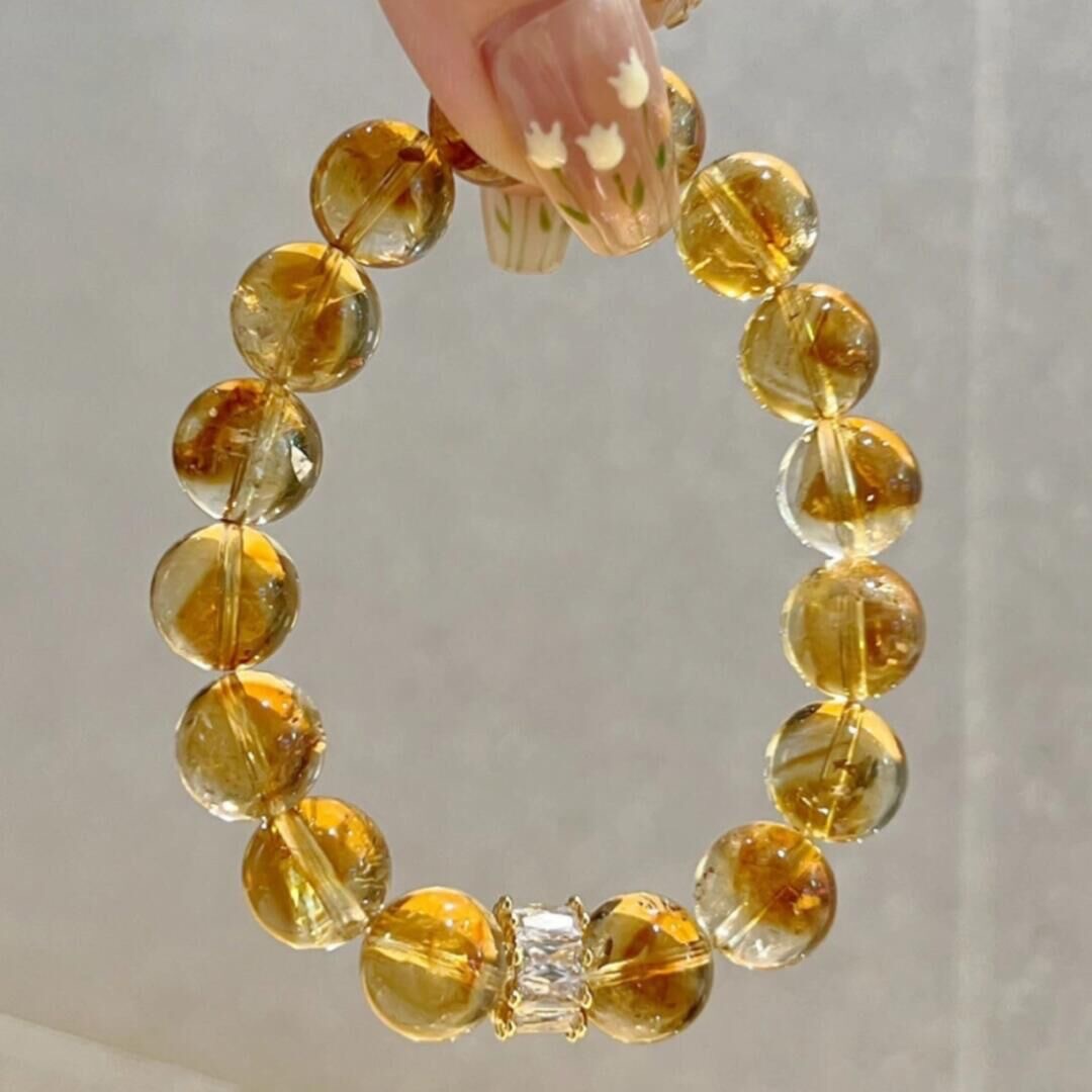 Natural crystal, pyramid yellow Asai Citrine bracelet,Citrine,wuxing implied meaning Wealth manifestation Foundation stabilization