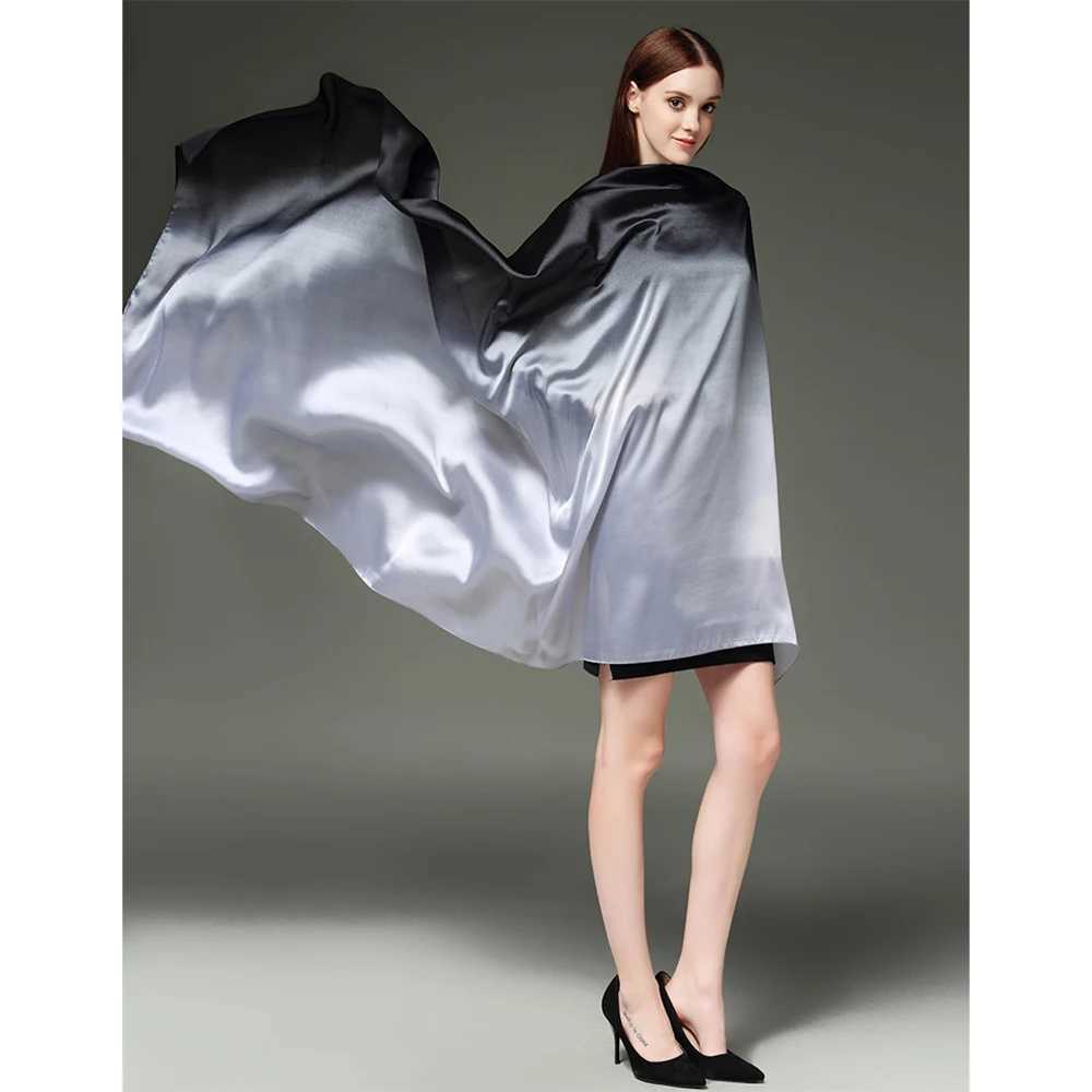 190*110cm Women Chiffon Scarf Gradient Color Protection Spring Summer Multicolor Printed Shawl Poncho Beach Luxury Ladies Retro W250602