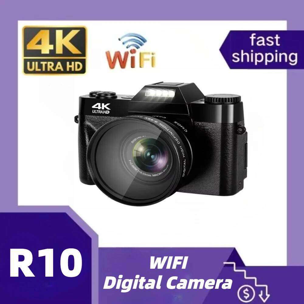 R10 4K Digital For Photography and Video Auto focus Anti-Shake 48MP Compact Vlogging Camera 3''180°Flip Screen with Flash