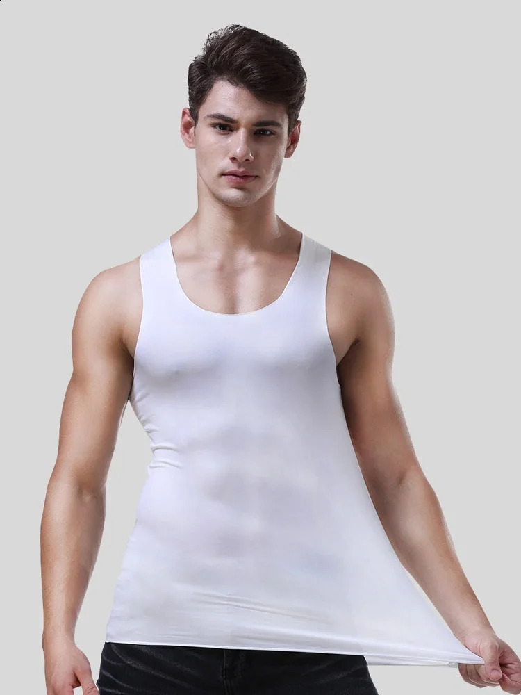 Mens vest Ice Silk seamless fitness summer slimfit breathable underwear Youth sports hurdle sleeveless undershirt 250527