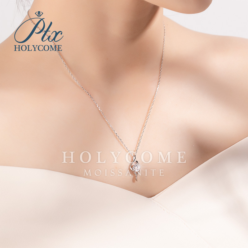 Wedding Anniversary Gift D Color VVS1 14K White Gold Plated 925 Sterling Silver Women Heart GRA 1CT Moissanite Diamond Pendant Necklace