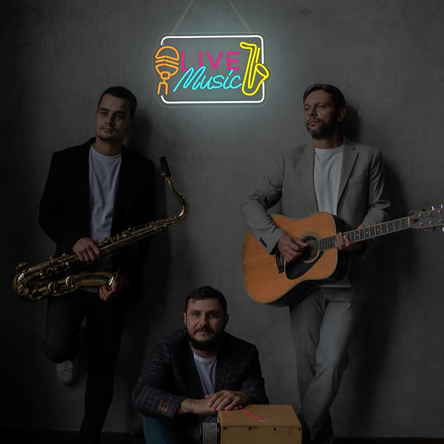 Live Music Neon Signs with Dimming Function LED Wall Decor Bedroom Mans Cave Game Room Home Bar Music Studio Night Club XJ250602