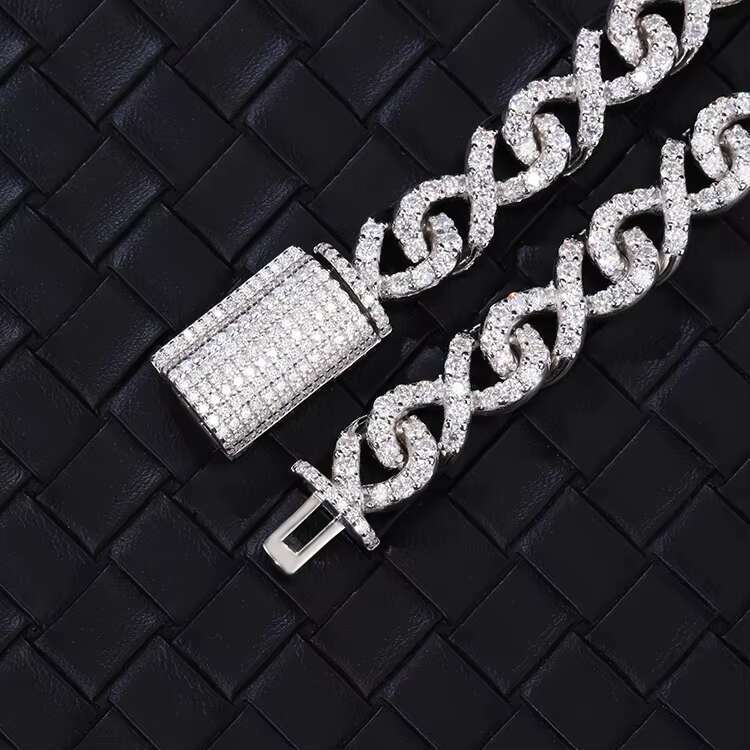Cuban Link Chain Fashion Design GRA VVS Moissanite Round Cut Diamond Necklace Bracelet Hiphop Fine Jewelry