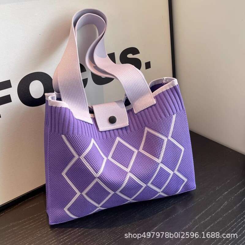 Korean Style Knitted Wool for Women 2024 New Fashion Large Capacity Handbag Versatile Commuter Shoulder Tote Bag