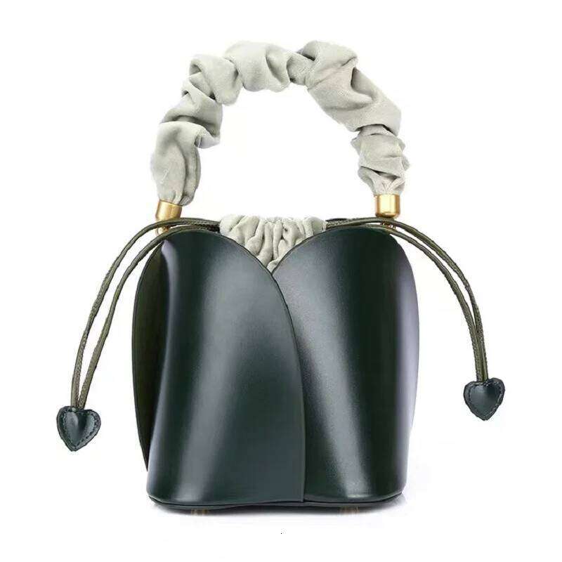 High Quality Genuine Leather Cowhide Floral Bucket Fashion Women Handbag Lady Purse Shoulder Messenger Female Casual Bag