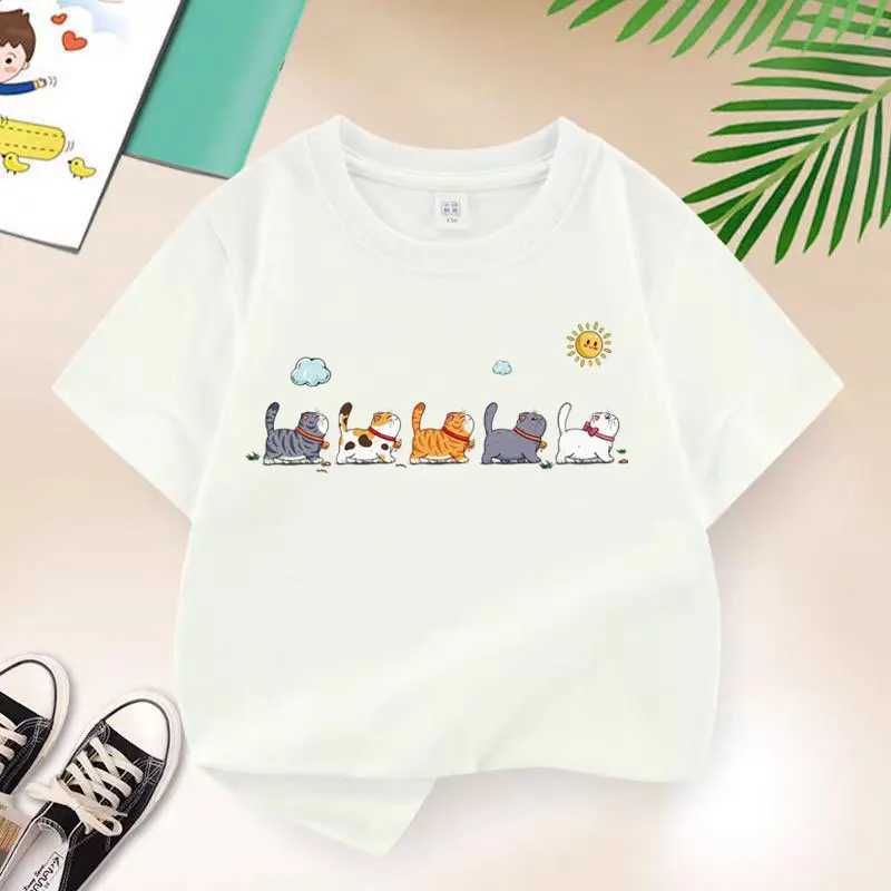 The Cat Family T-shirt for Boys Cotton Kids T Shirt Cartoon Children Casual Clothes Teen Baby Boy Summer Tops 6 8 10 12 Years T250603