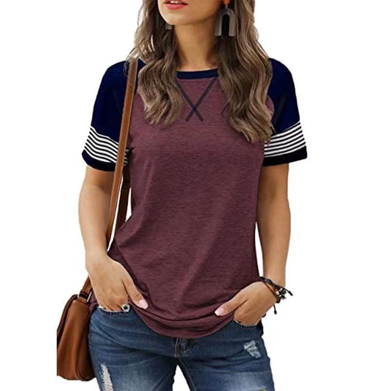 women's wear Women's New Patchwork Gradient Short Sleeve Ladies Casual T-Shirt