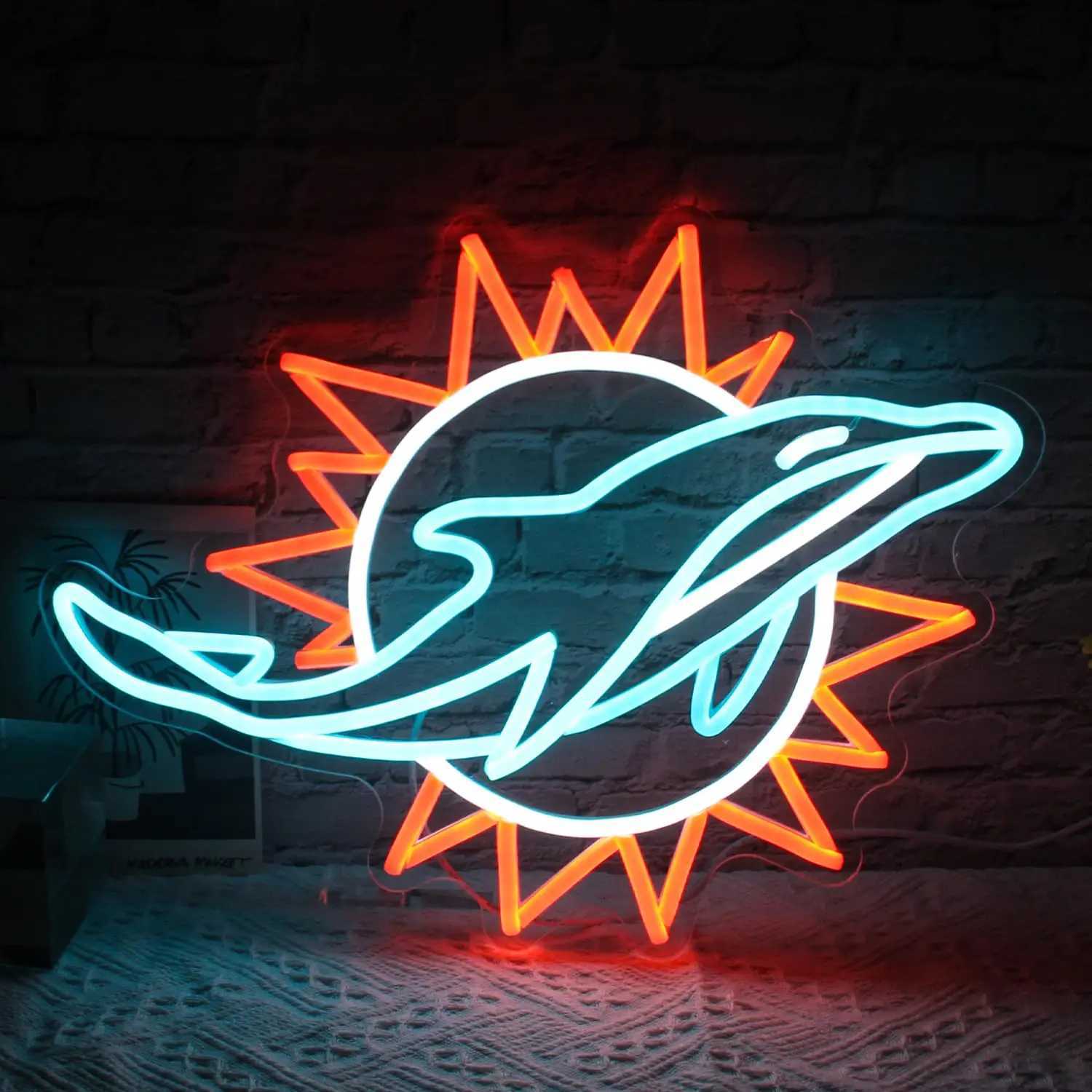 Dolphins Neon Light Dolphin Decorative Signs Larger Hanging Neon Light Room Sport Bar Club Wall Decor Gifts For Boys Teens XJ250602