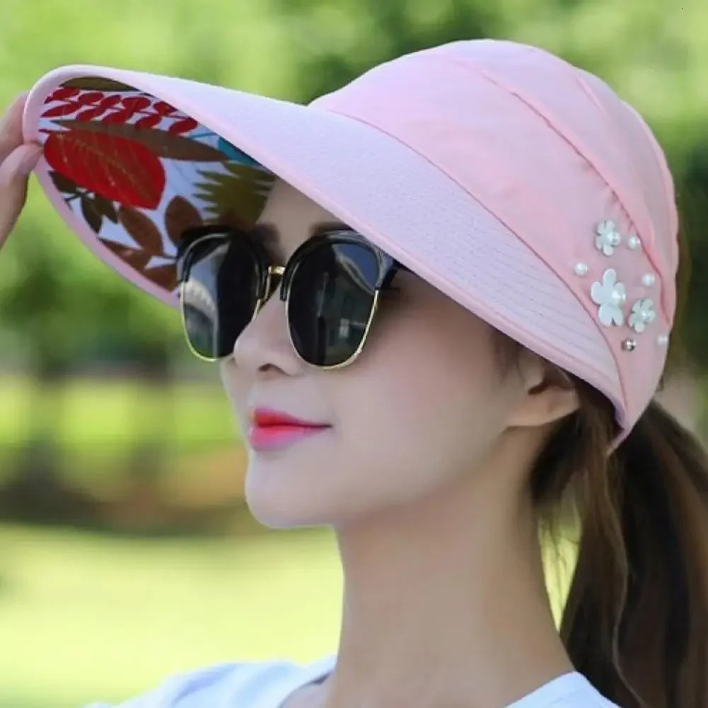 Fashion Womens Ladies Summer Vacation Wide Brim Foldable Sun Hat AntiUV Beach Visor Caps Casual Hats 250530