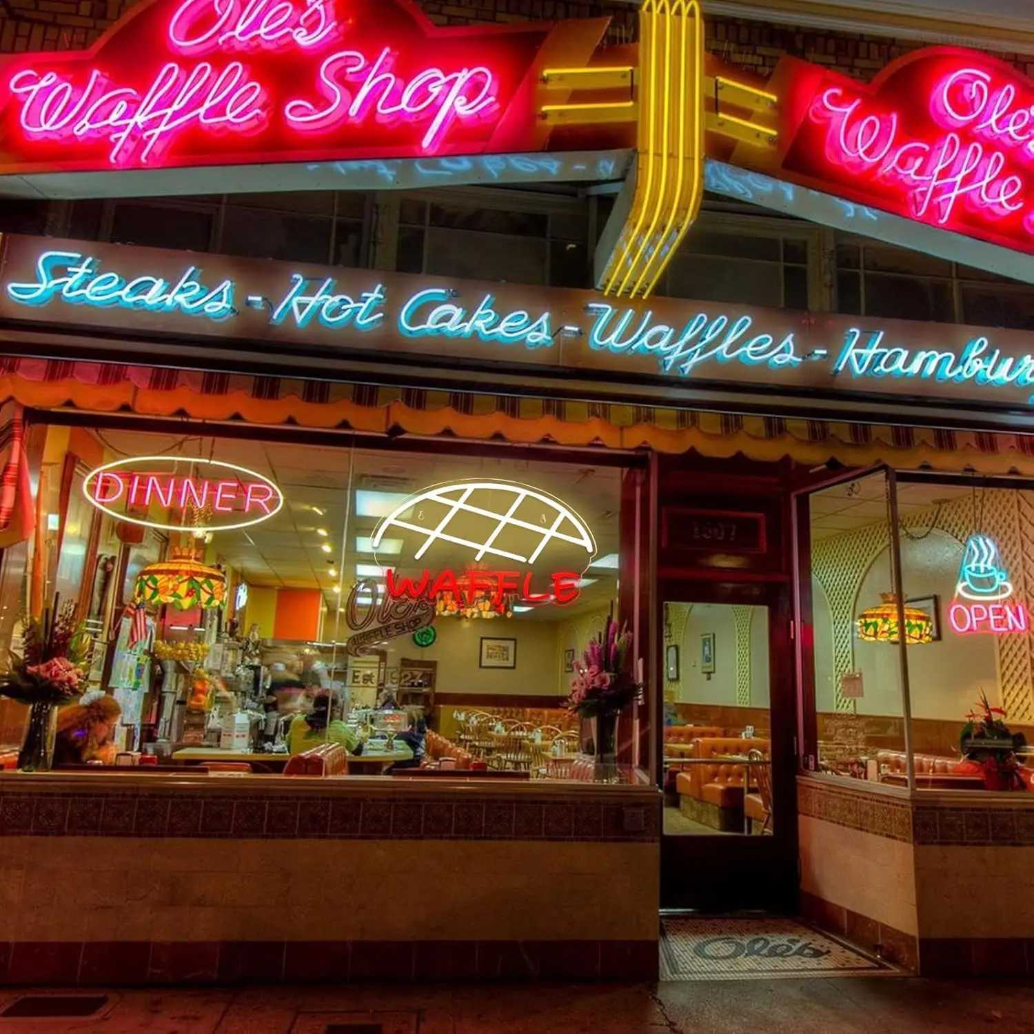 Waffle Neon Sign USB Powered LED Neon Light for Bedroom Cake Shop Bakery Supermarkets Restaurant Stores Cookie House Wall Decor XJ250602