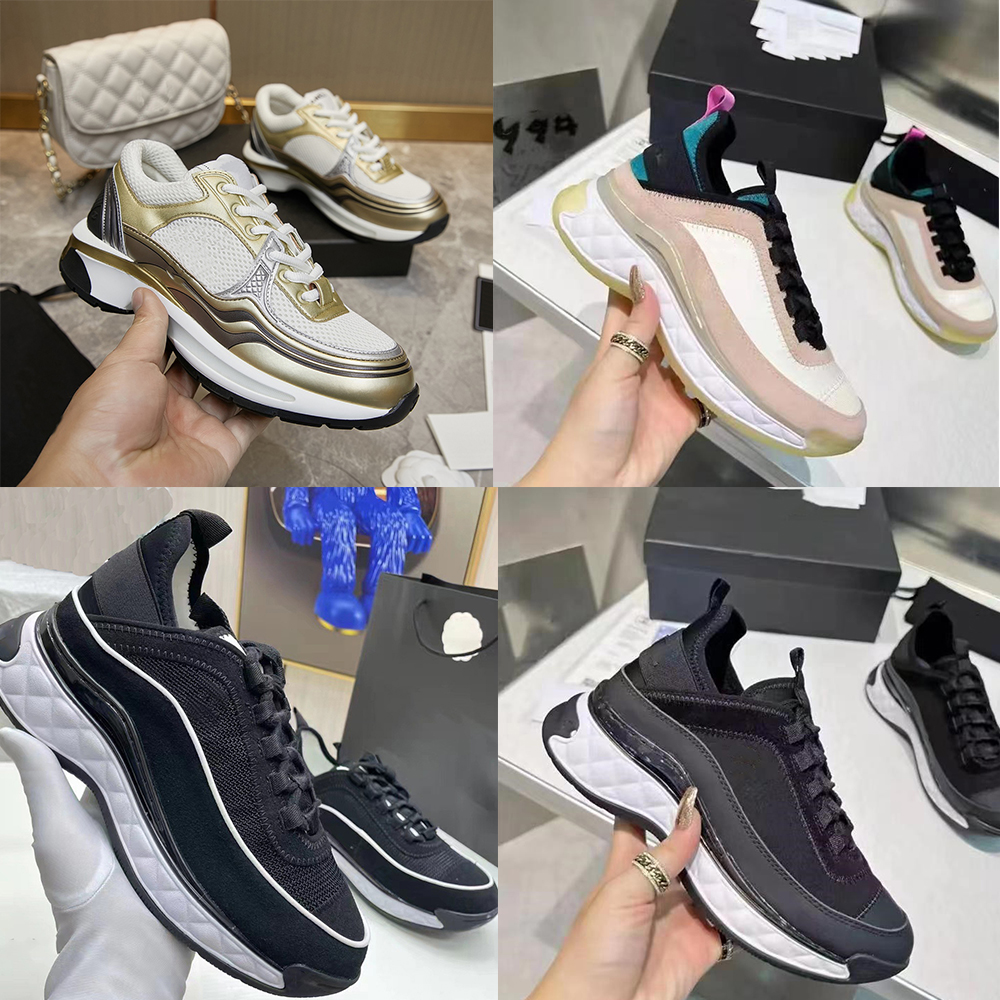 sneakers High quality sneakers womens luxury shoes designer shoes channelsss Out of Office famous Reflective Lace Up Trainers Silver Mesh Calfskin Nylon schuhe