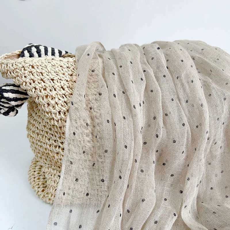 Pure Linen Soft Scarves Women Polka Dot Retro Design Scarf Summer Traveling Long Scarves Breathable Thin Shawl 65x180cm W250602