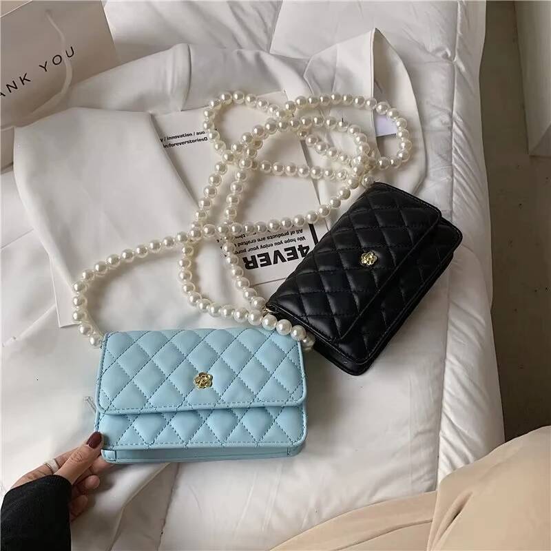 2025 New Women's Handbag, Girls' Fashion Pearl Handbag, Designer Women's Wallet, Elegant Leather Chain Belt Bag, Mini Coin Crossbody Ba