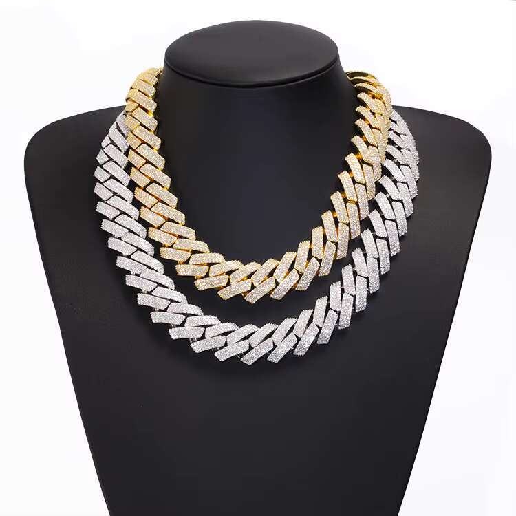 Wholesale Hip Hop Chain Moissanite CRA Cuban Chain 925 Sterling Silver Gold Plate Fine Jewelry Necklaces Bracelets