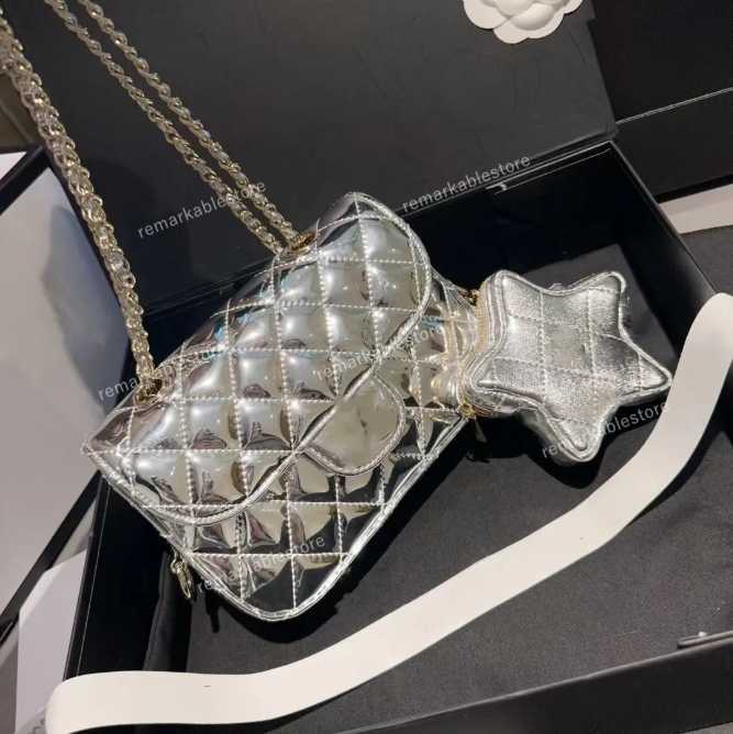 Shoulder bag Totes Designer Bag Luxury Star Purse Mirrored Leather Double Chain Bag Luxury Crossbody Bag Backpack cf Chain Shoulder Bag with gold and silver clutch