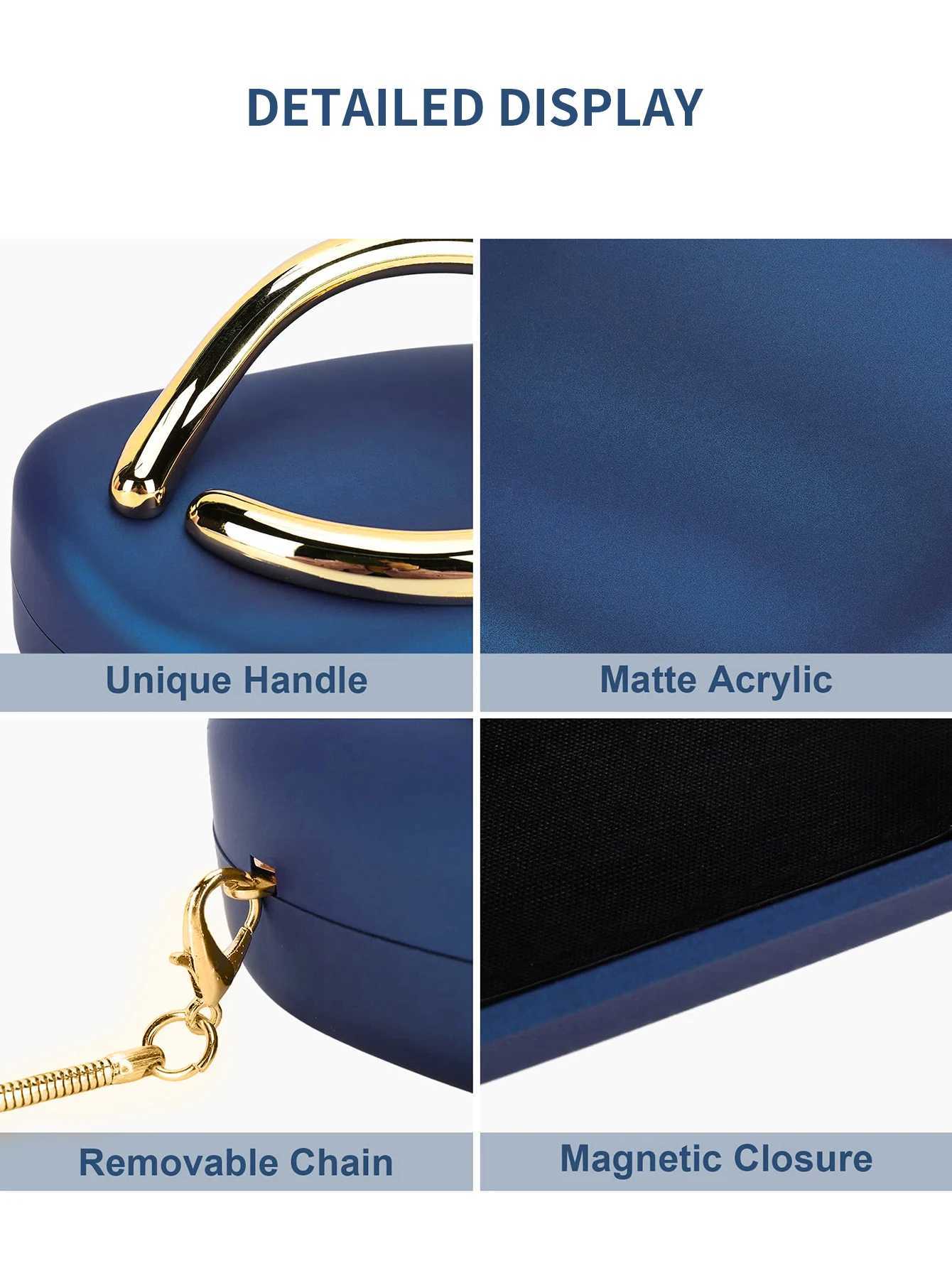 MIYIN Fashion Matte Sapphire Blue Sealed Box Shaped Clutch Bag Women Dinner Party Luxury High Quality Handbag Crossbody Bag W250602