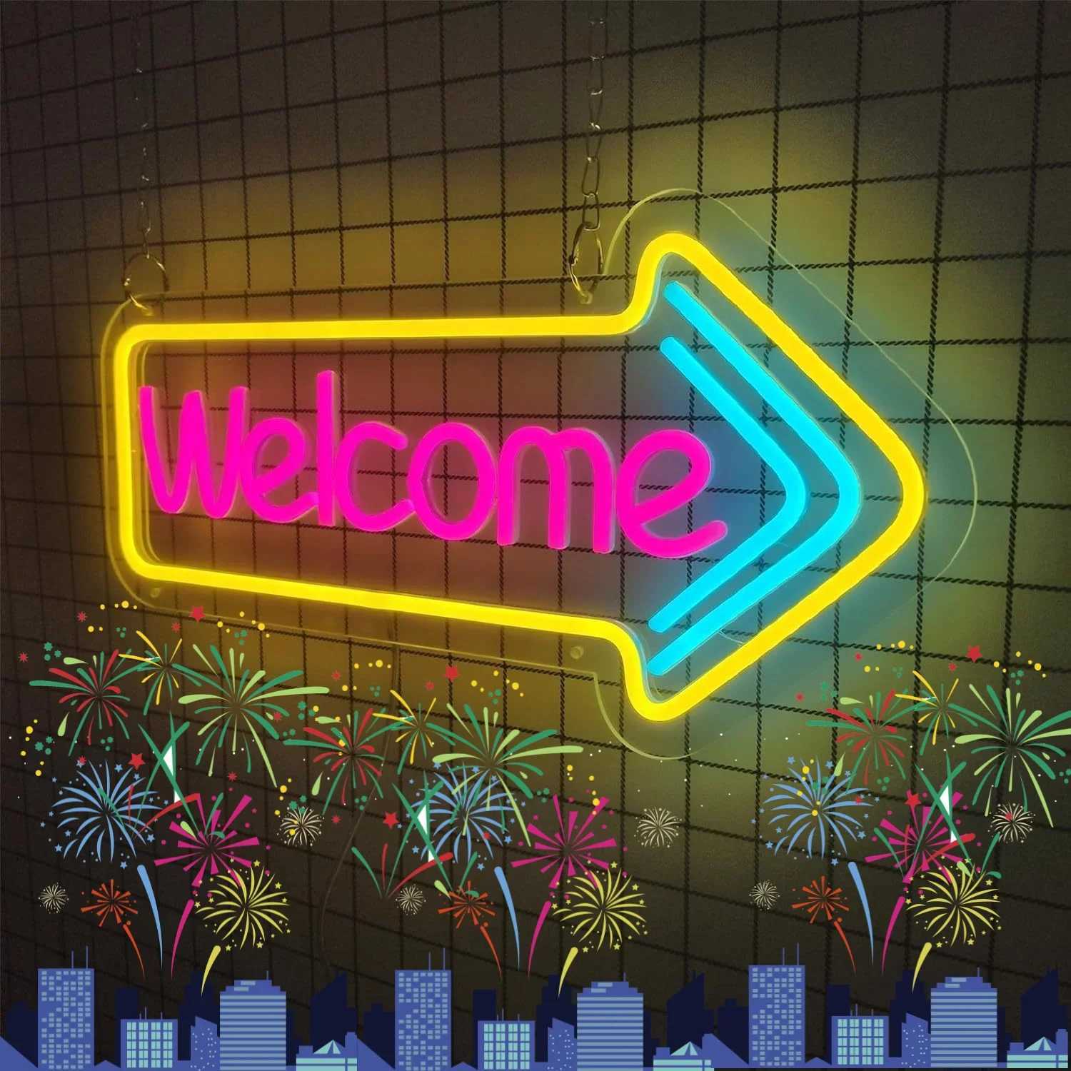 Welcome Neon Light LED Neon Sign Wall Decor for Home Office Cafe Party Bar Business USB Powered Holiday Gift for Adult Friend XJ250602