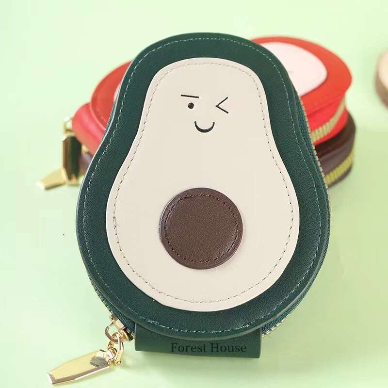 2024 Cute Avocado Accordion Card Holder Ins Multi-Card Slot Storage Zipper ID Bag Cartoon Coin Purse