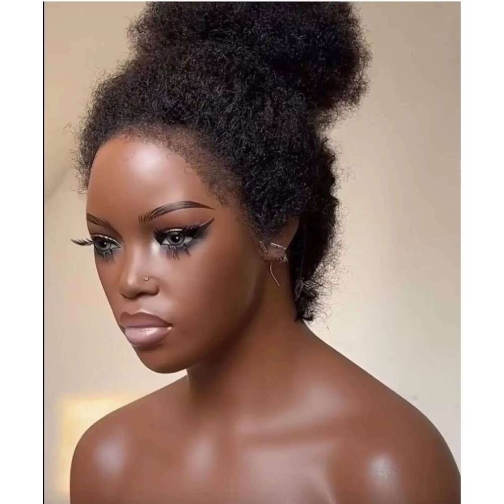 Natural Black Yaki Soft 26Inch Long Kinky Straight 180Density 13x4Lace Front Wig For Women Babyhair Heat Resistant Preplucked