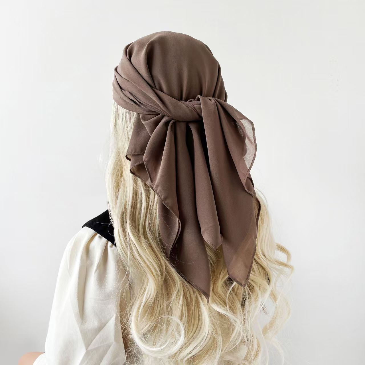 T873 Pearl Chiffon Scarf Pure Color Silk Scarf Malay Headscarf Southeast Asia Scarf