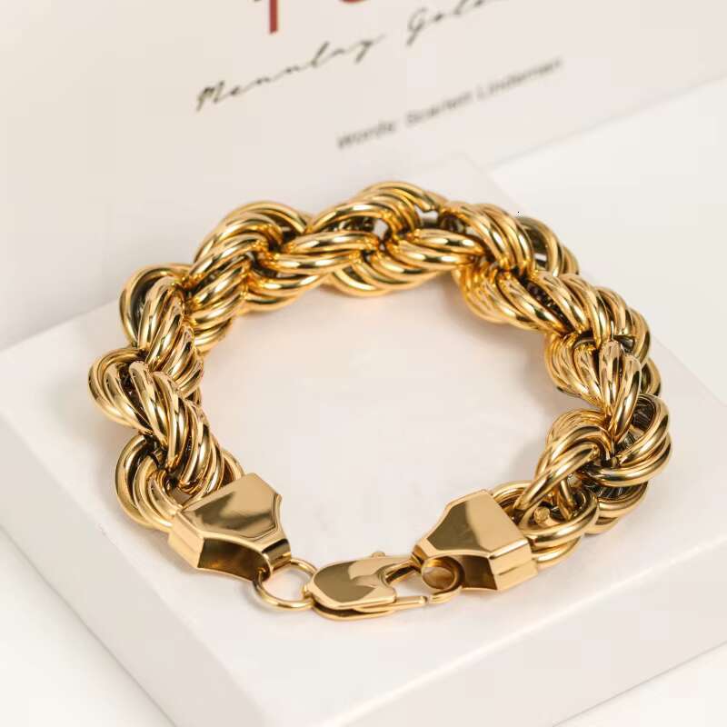 Hip Hop Custom Bijoux Homme 10mm Twist Heavy Chunky Big Gold Plated Rope Chain 925 Silver Jewelry Men Bracelet