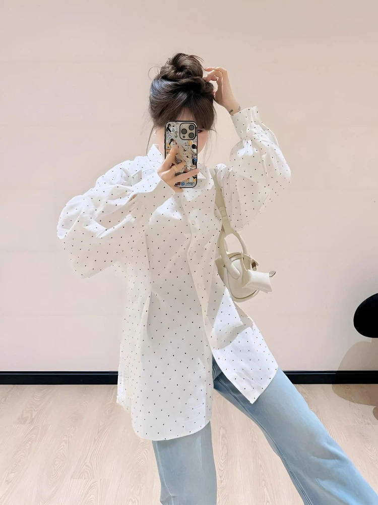 Fashion Women Wave Point Shirts Blusas Mujer De Moda Lace Patchwork Expose Waist Bandage Blouse Korean Blouses Tops Female 250603