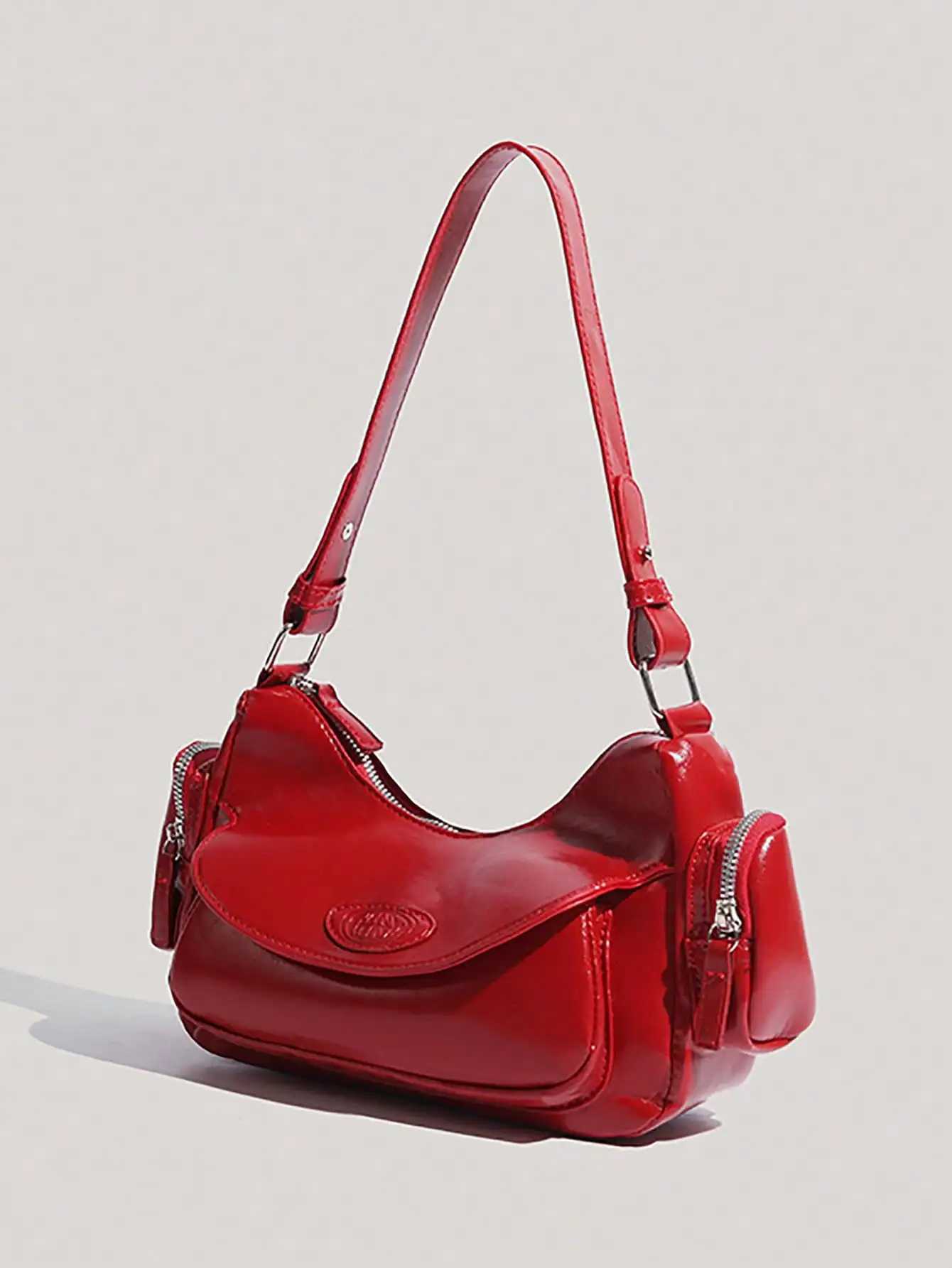 Y2K style motorcycle bag new fashion personality crescent bag sweet and cool hot girl shoulder bag Y250603