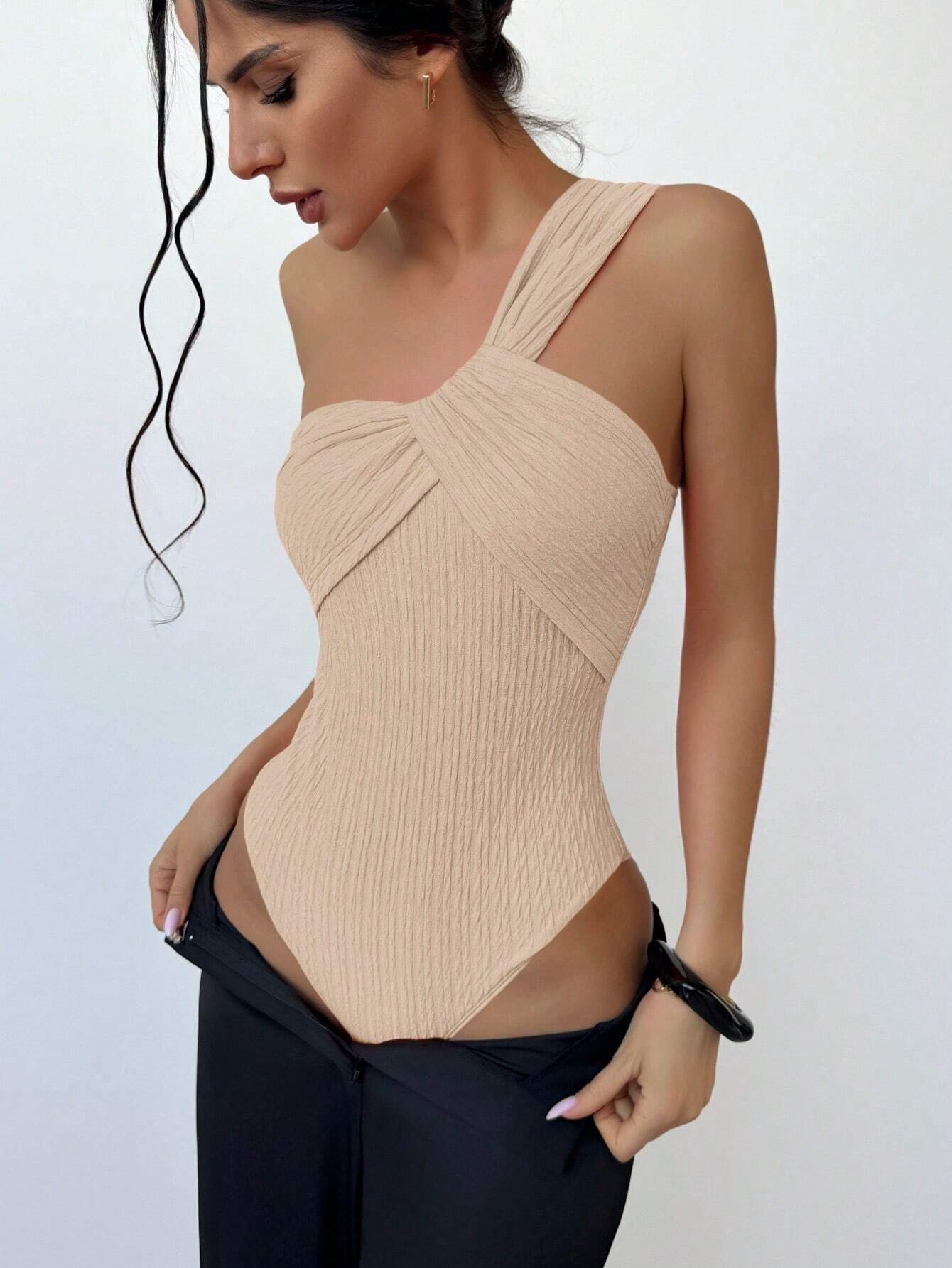 Outdoor Summer Beach Sexy Womenfree Shipping 2025 New Designer Shoes 2025 New One-piece Pleated Fabric Bikini Women's Single Shoulder Sexy Fashio